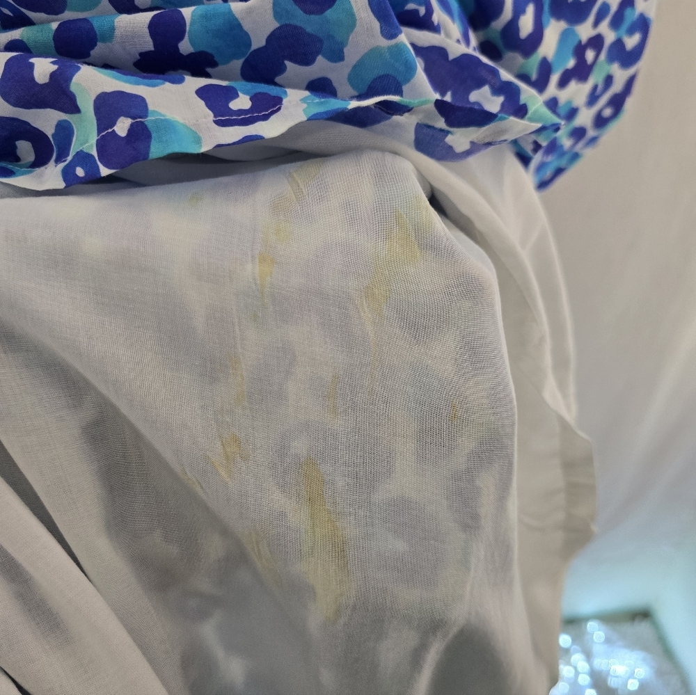 VILAGALLO EVELINE Blue Leopard Tiered Midi Cotton Lined Dress. Ladies Size 12 - Picture 9 of 9